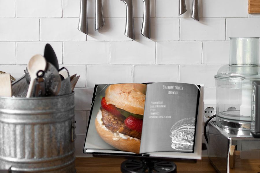 creative-ways-display-photo-books-cook-book-kitchen