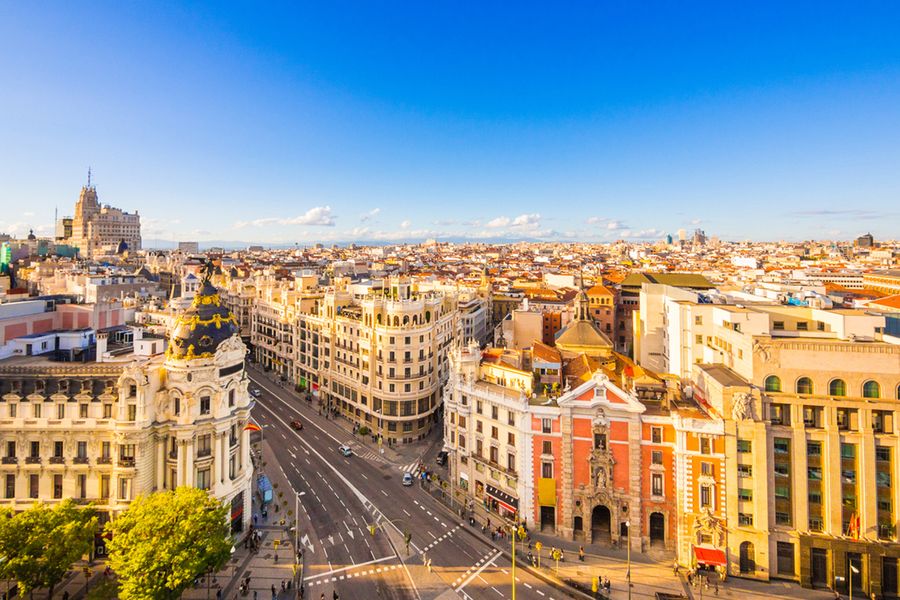 A photo of Madrid’s skyline on a bright, sunny day.