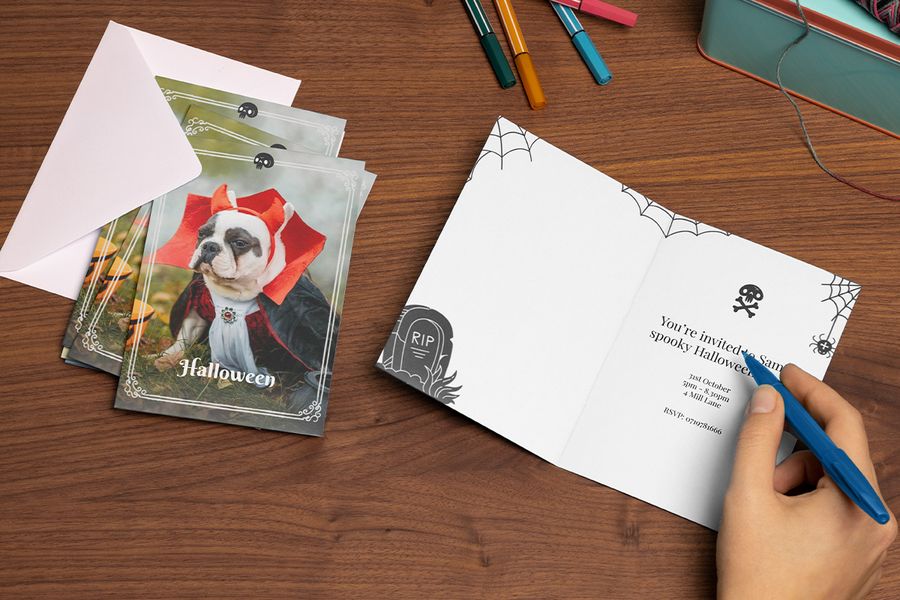 Writing inside a Halloween card