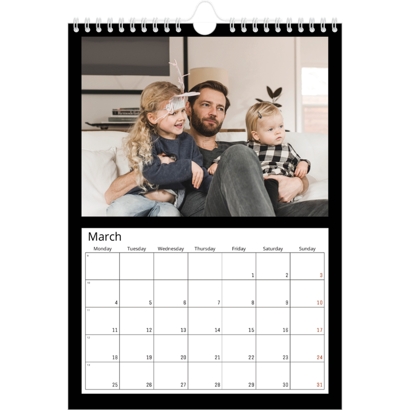 All Black Calendar A4