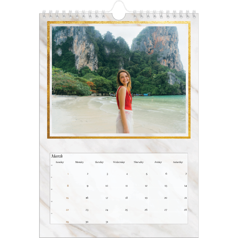Gold frame marble Calendar A4