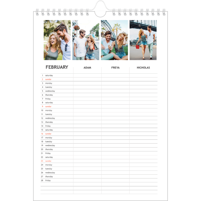 Simple Planner Family of 3 Calendar A4