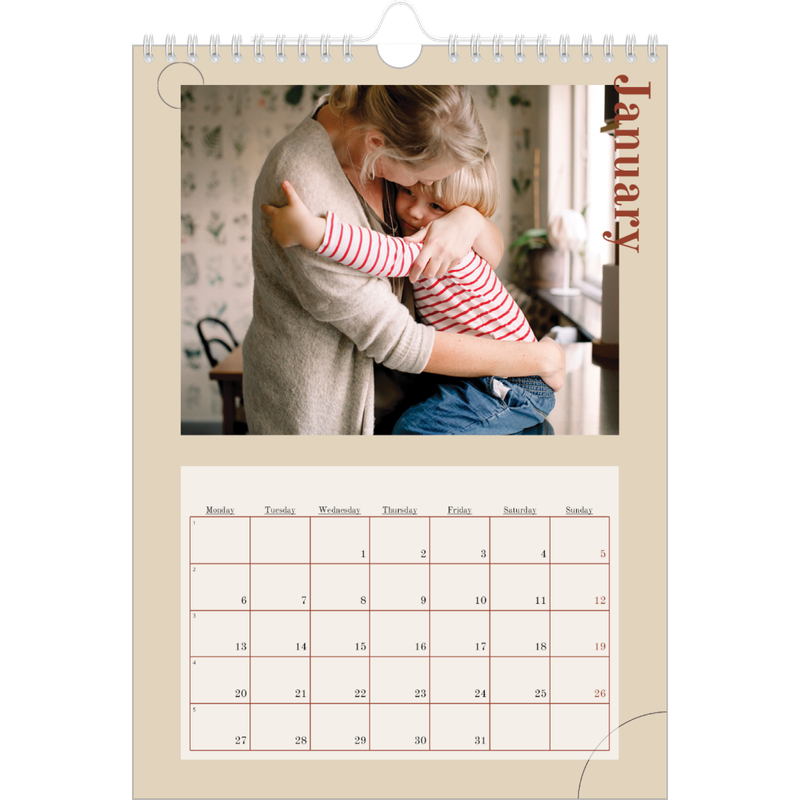 Asymmetrical text Calendar A4